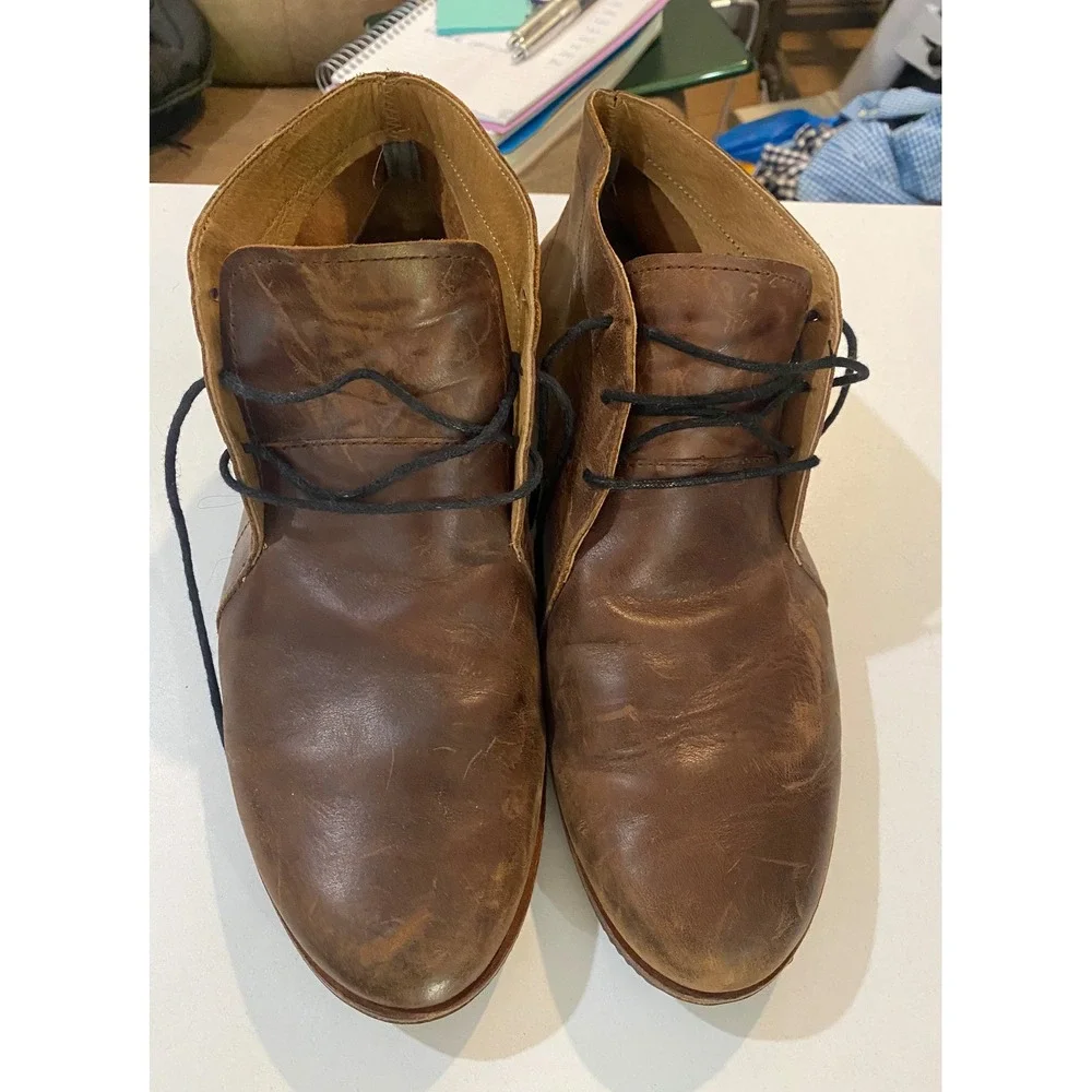 Sorel Woodburn Brown Leather Chukka Boots Men 10.5 NM1821-202 Desert Ankle Shoes